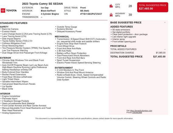 TOYOTA CAMRY 2023 4T1G11AK2PU725437 image