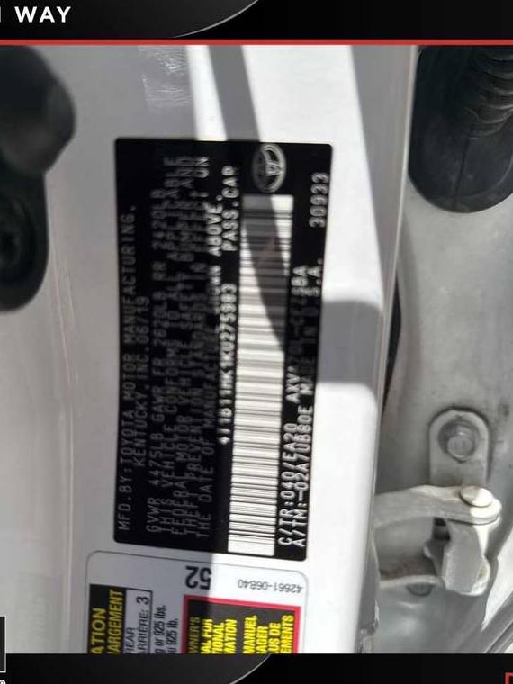 TOYOTA CAMRY 2019 4T1B11HK1KU275983 image