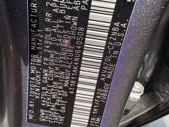 TOYOTA CAMRY 2022 4T1R11AK4NU640508 image