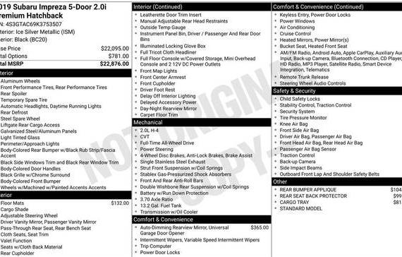 SUBARU IMPREZA 2019 4S3GTAC69K3753507 image