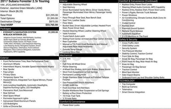 SUBARU FORESTER 2017 JF2SJAWC4HH463982 image SUBARU FORESTER 2017 JF2SJAWC4HH463982 image