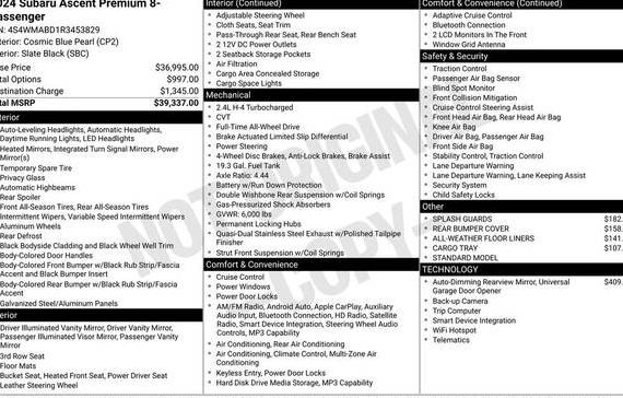 SUBARU ASCENT 2024 4S4WMABD1R3453829 image SUBARU ASCENT 2024 4S4WMABD1R3453829 image
