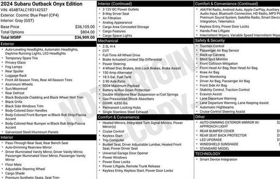 SUBARU OUTBACK 2024 4S4BTALC1R3142537 image