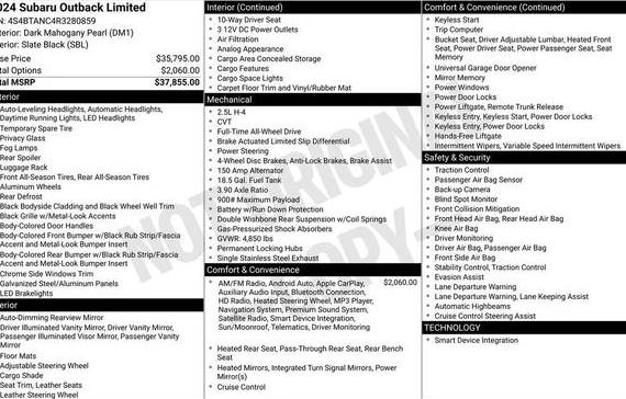 SUBARU OUTBACK 2024 4S4BTANC4R3280859 image