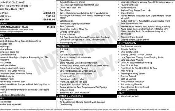 SUBARU OUTBACK 2020 4S4BTACC0L3214691 image