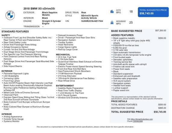 BMW X5 2018 5UXKR2C59J0Z17584 image