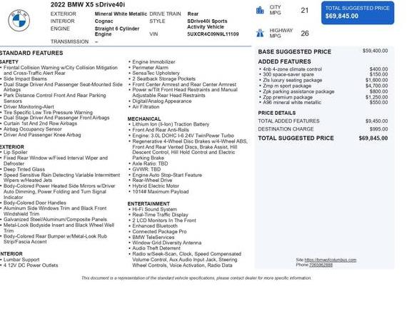 BMW X5 2022 5UXCR4C09N9L11109 image