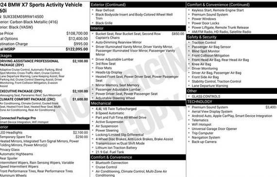 BMW X7 2024 5UX33EM05R9W14500 image BMW X7 2024 5UX33EM05R9W14500 image