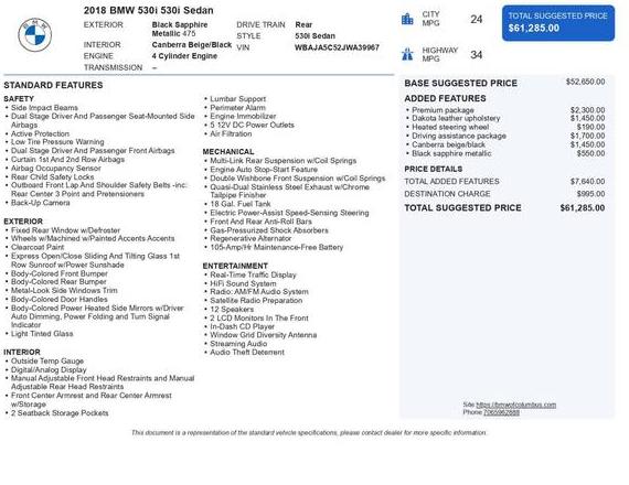 BMW 530I 2018 WBAJA5C52JWA39967 image BMW 530I 2018 WBAJA5C52JWA39967 image