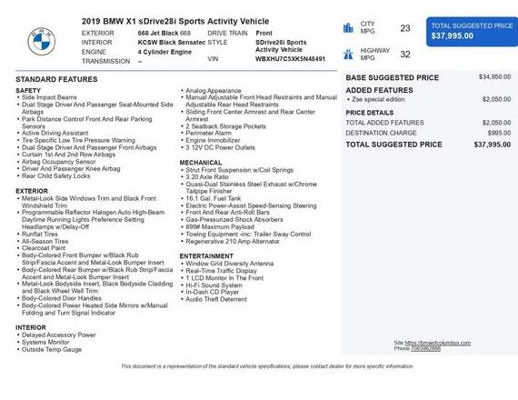 BMW X1 2019 WBXHU7C5XK5N48491 image