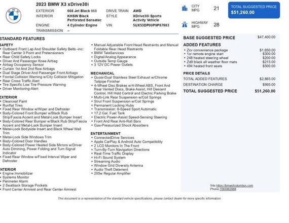BMW X3 2023 5UX53DP00P9P87983 image