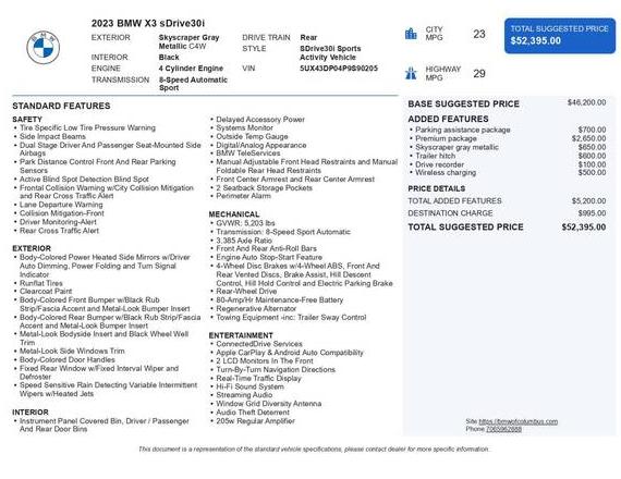 BMW X3 2023 5UX43DP04P9S90205 image