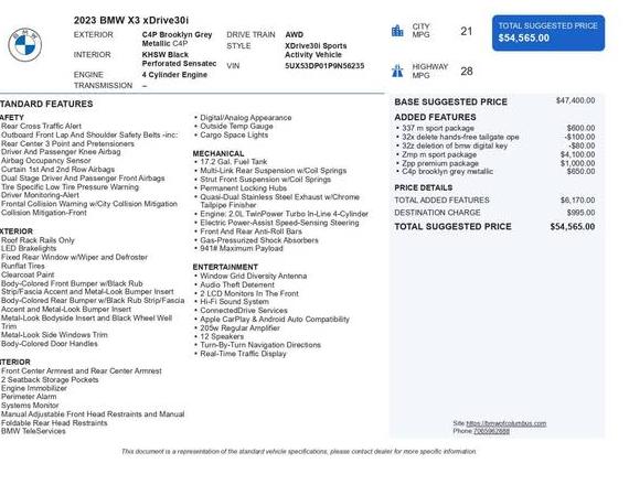 BMW X3 2023 5UX53DP01P9N56235 image