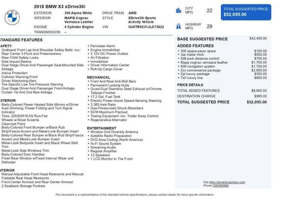 BMW X3 2018 5UXTR9C51JLC73822 image