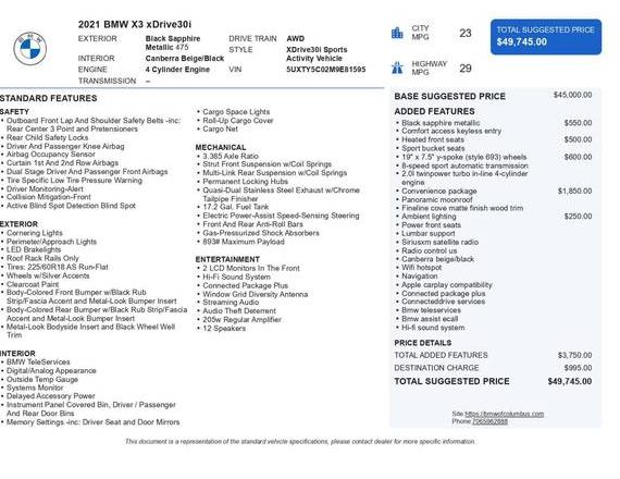 BMW X3 2021 5UXTY5C02M9E81595 image