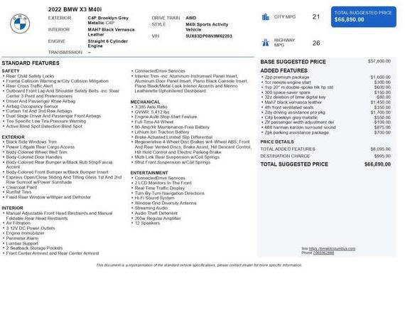 BMW X3 2022 5UX83DP08N9M62203 image