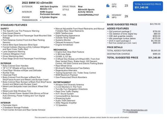 BMW X3 2022 5UX43DP00N9L21107 image