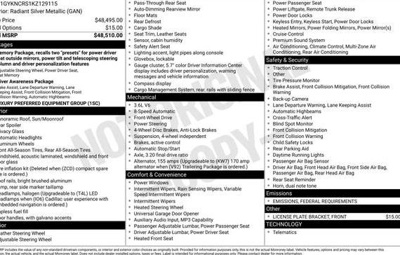 CADILLAC XT5 2019 1GYKNCRS1KZ129115 image